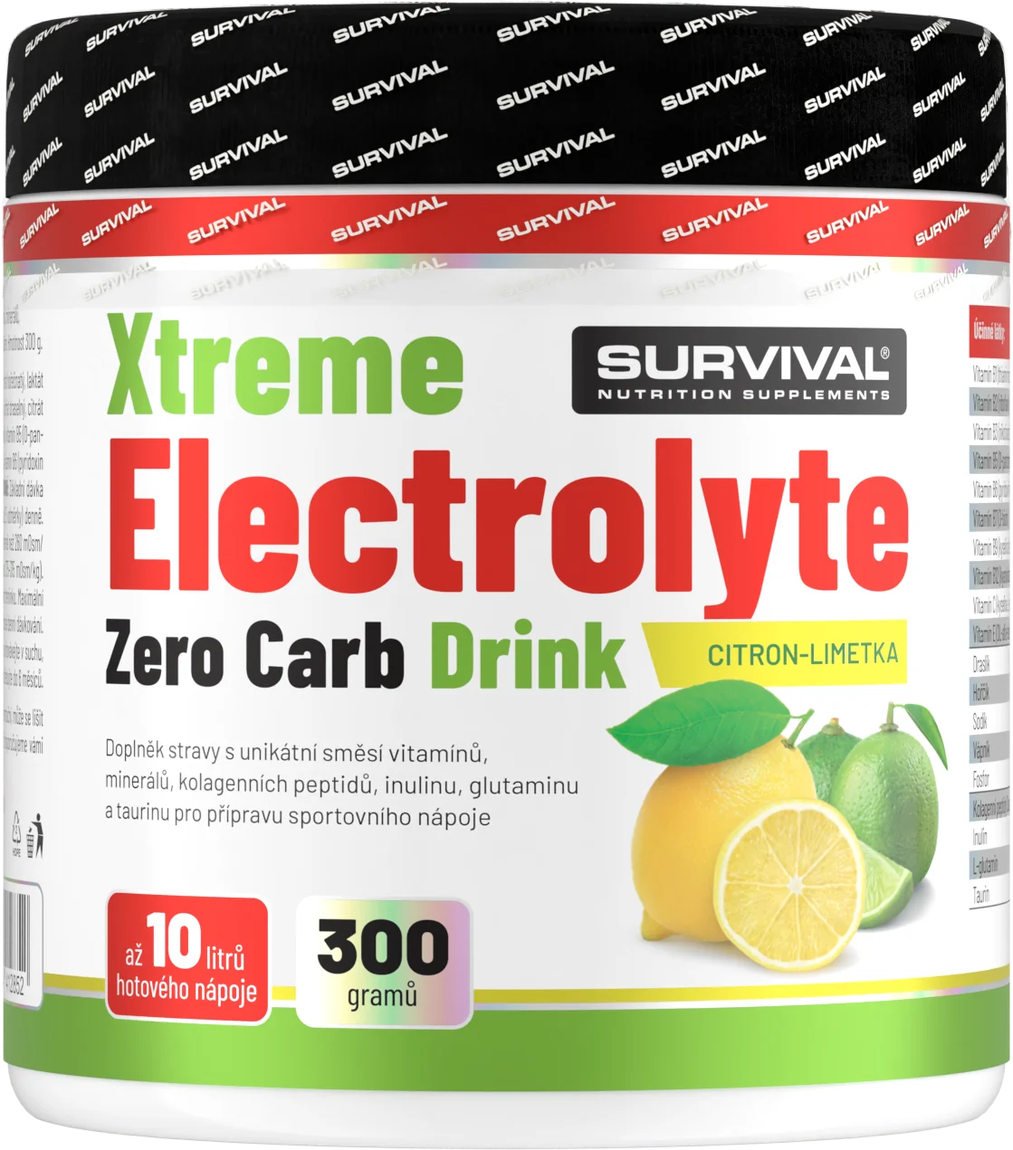 Survival Xtreme Electrolyte Zero Carb Drink 300 g citron-limetka