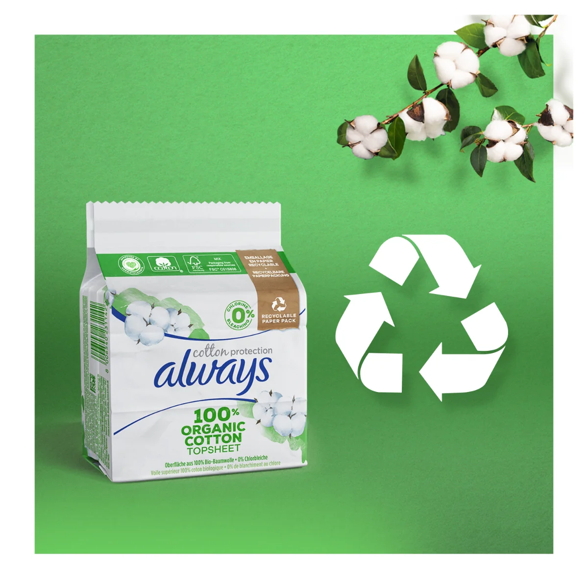 Always Ultra Organic Cotton Night vložky 8 ks