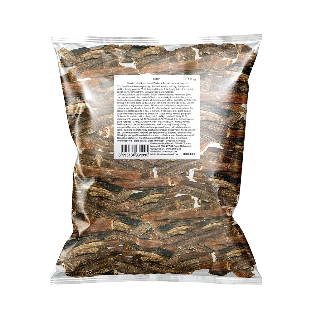 Akinu hovězí dršťky pamlsek pro psy 4-15 cm 2 x 1 kg