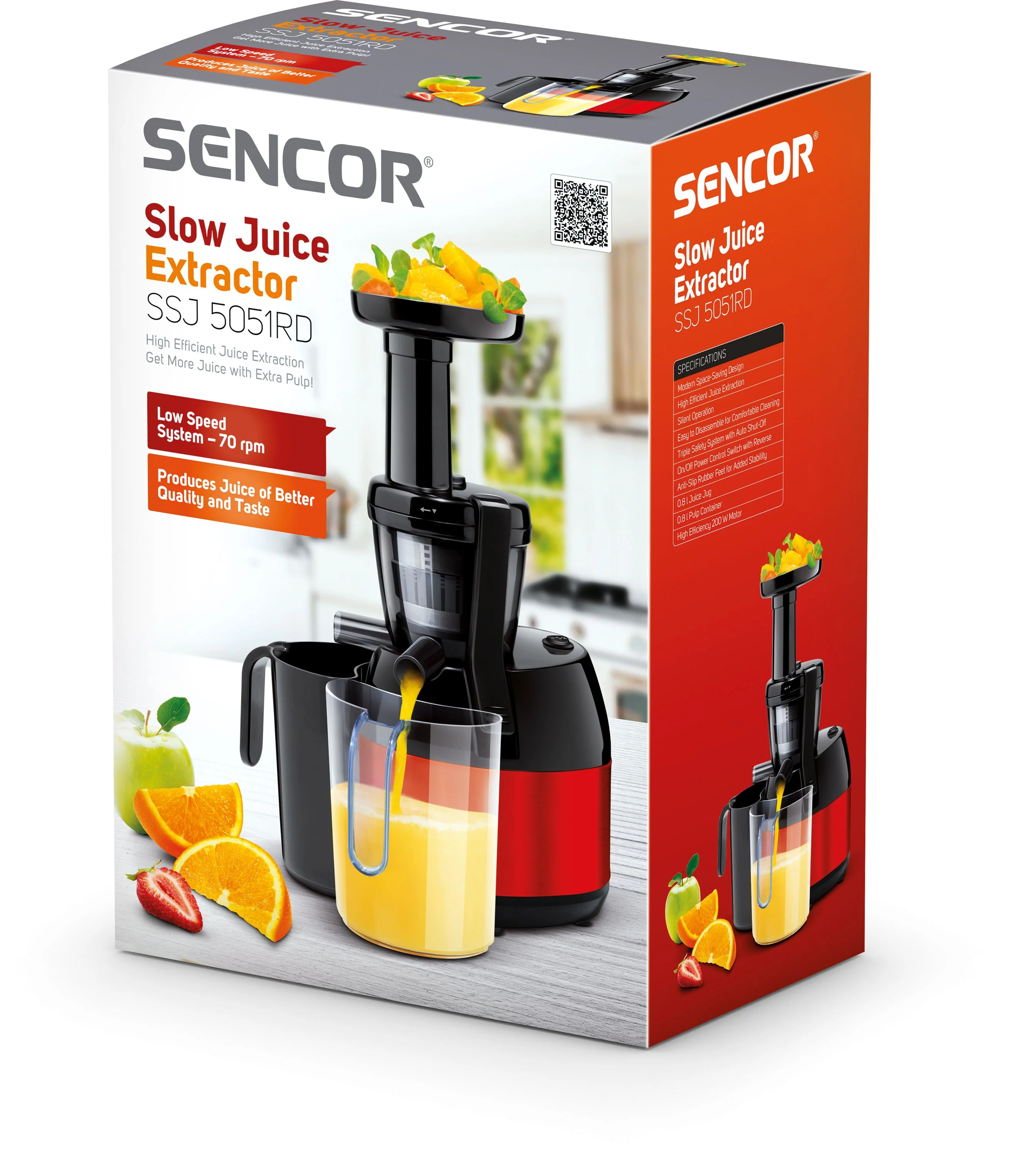 SENCOR SSJ 5051RD šnekový odšťavňovač