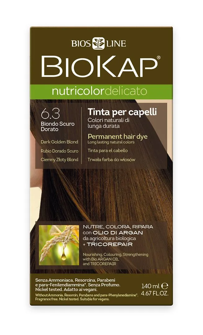 BIOKAP Nutricolor Delicato 6.3 Blond zlatá tmavá barva na vlasy 140 ml