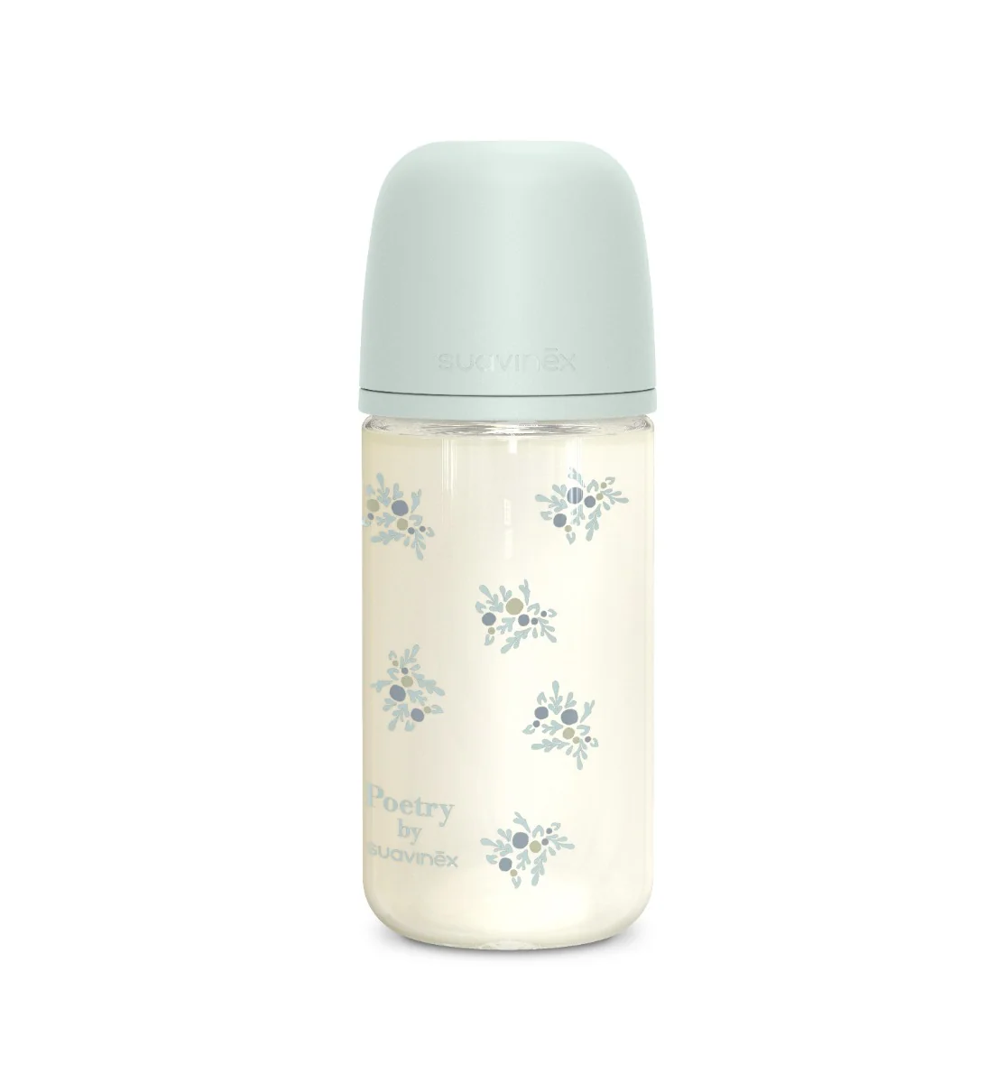 Suavinex Poetry Skleněná láhev fyziologická SX Pro 3m+ MF 240 ml 1 ks modrá