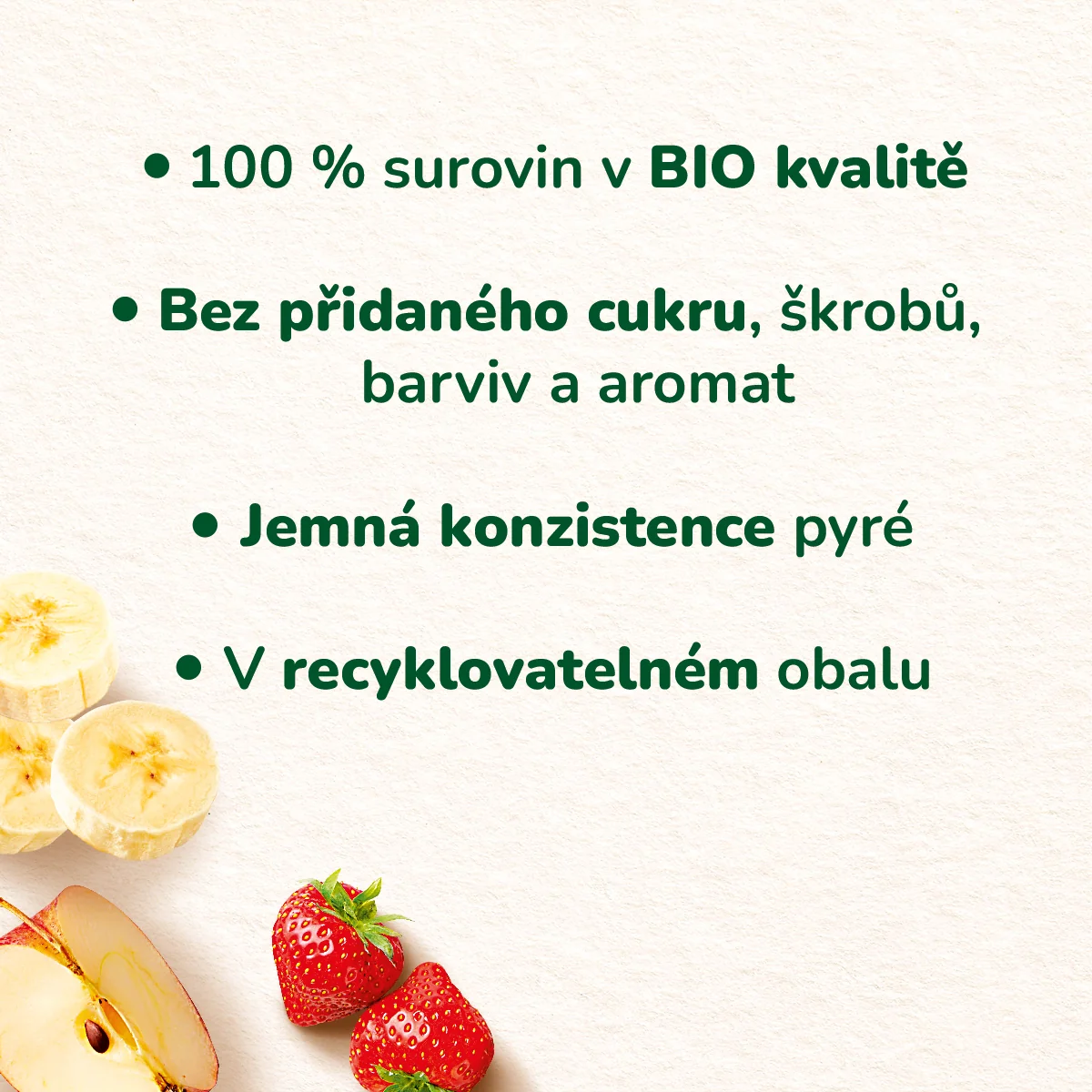 Sunar BIO Jablko, jahoda, borůvka, malina 4m+ kapsička 100 g