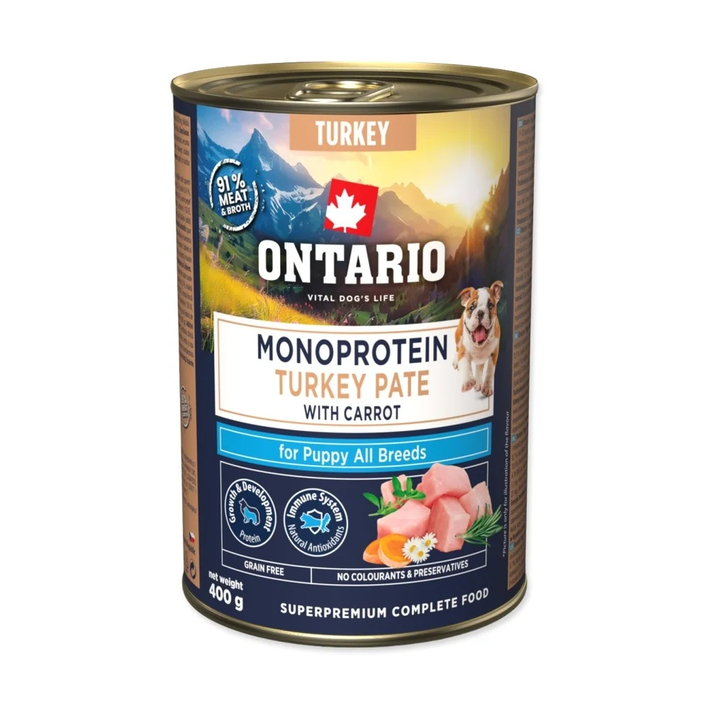 Ontario Puppy monoprotein krůtí pate s mrkví konzerva 400 g