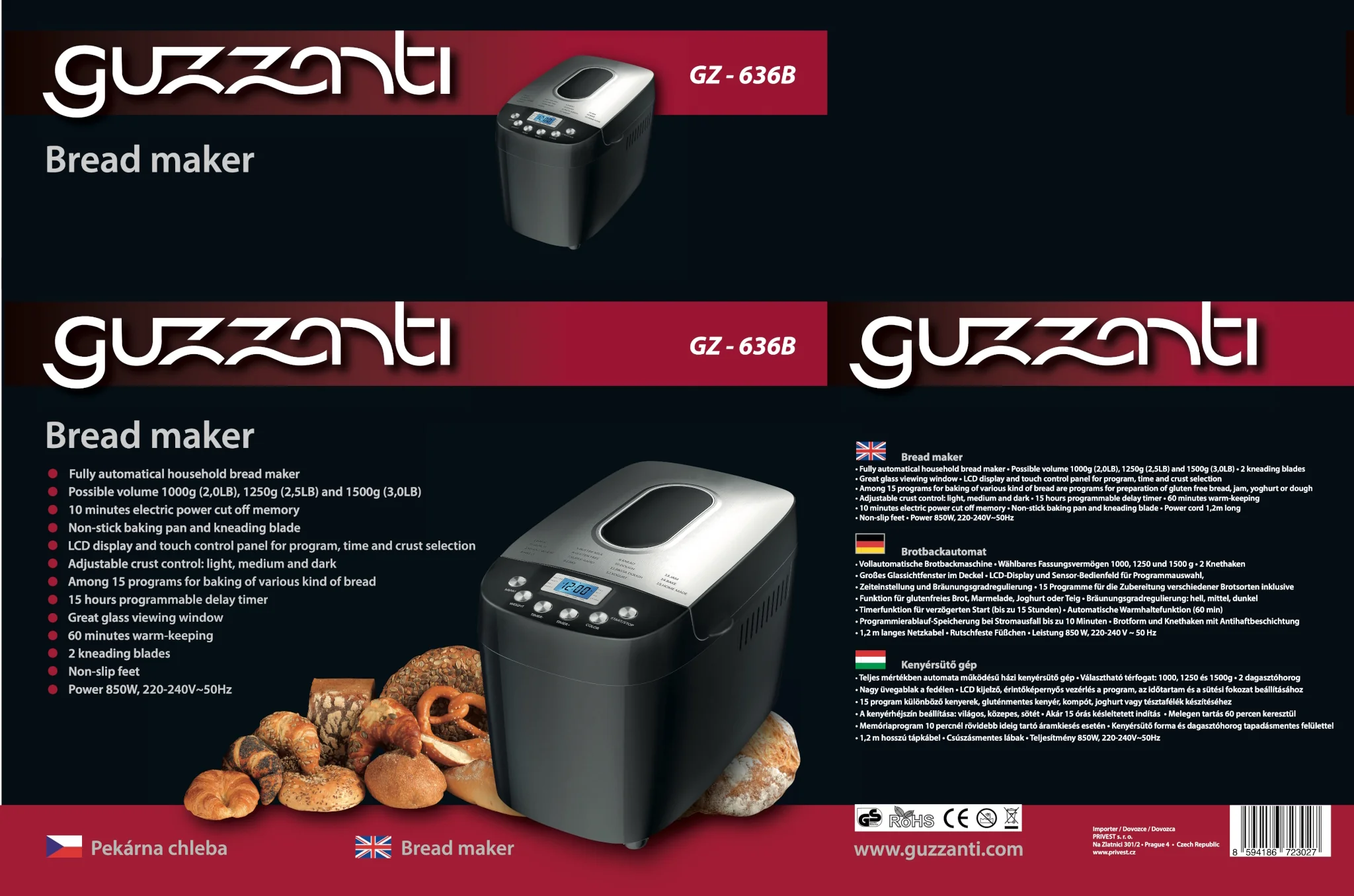 GUZZANTI Domácí pekárna GZ 636B