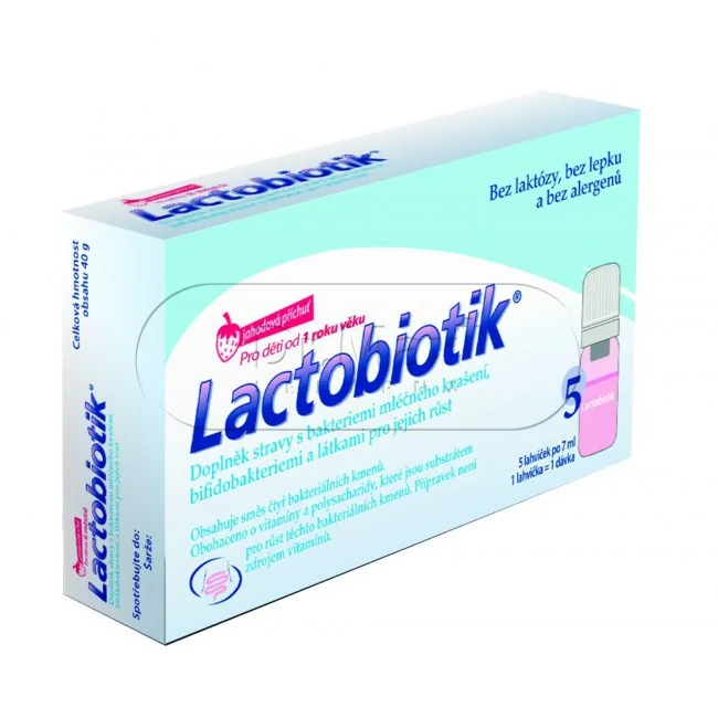 LACTOBIOTIK pro děti, jahodová příchuť, 5x7ml (od 1 roku věku)