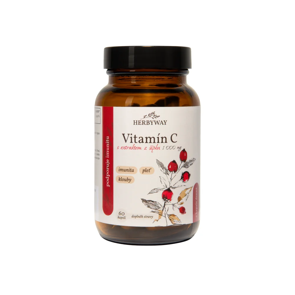 Herbyway Vitamín C s extraktem z šípku 1 000 mg 60 kapslí