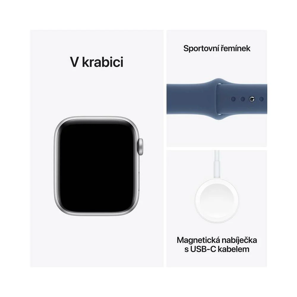 Apple Watch SE 40 mm S/M sport band chytré hodinky silver/denim