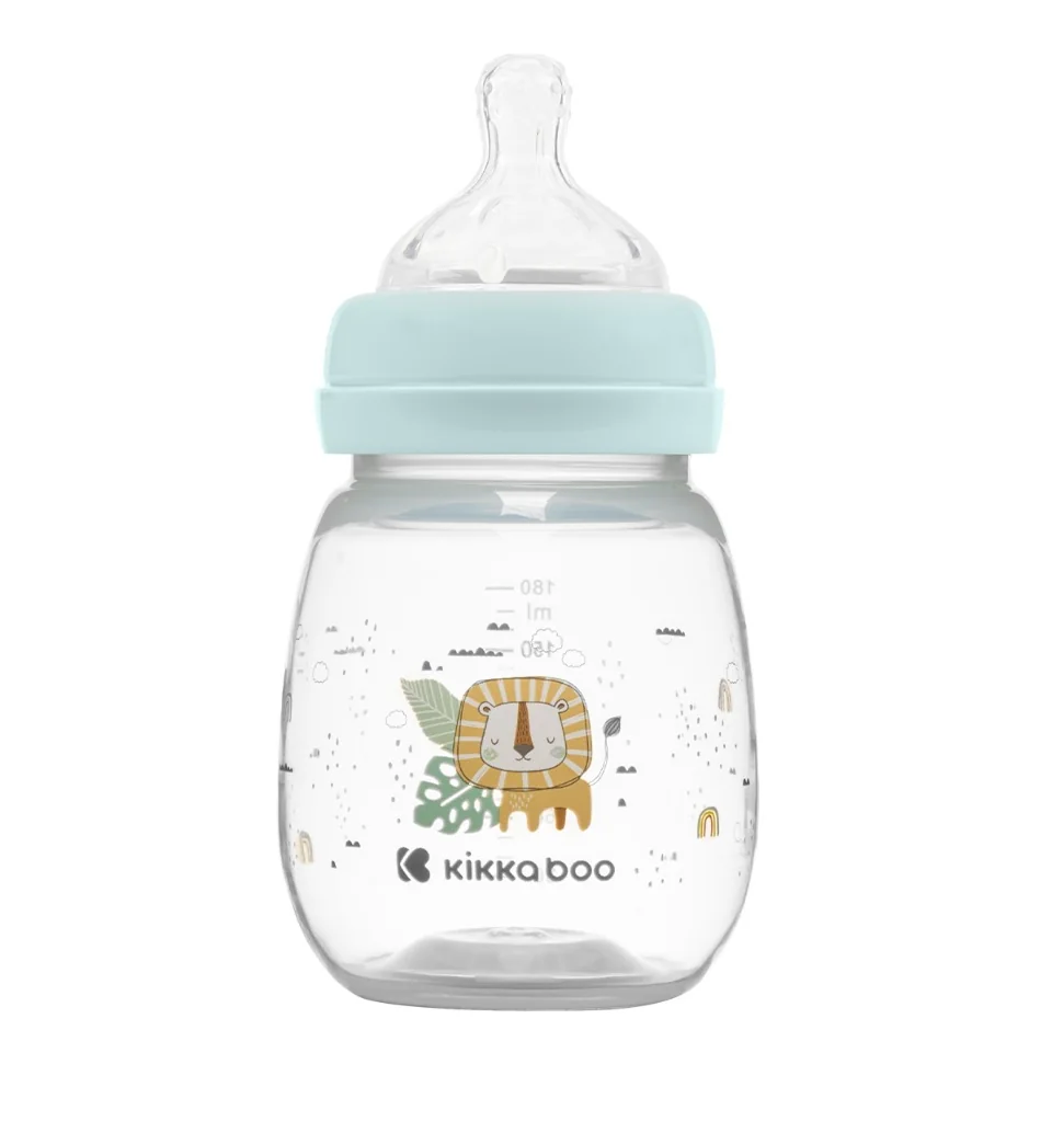 KikkaBoo Kojenecká láhev 3m+ Savanna Mint 180 ml