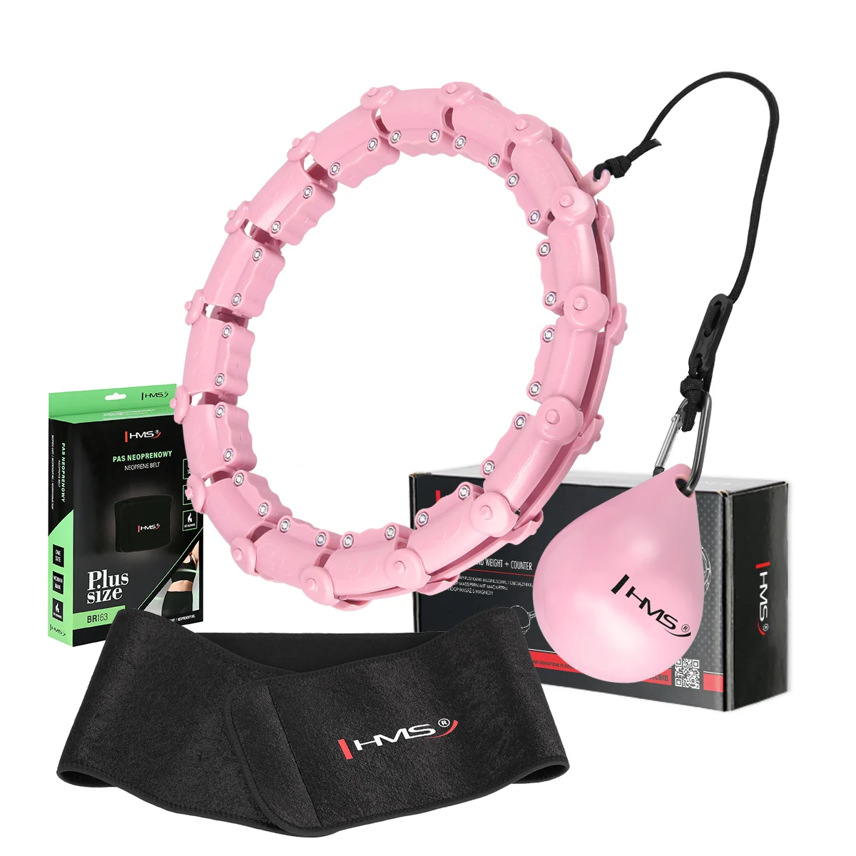HMS Sada růžové masážní Hula Hoop se závažím HHW11