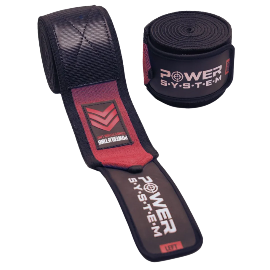 Power System Extra pevné bandáže na kolena Knee Wraps Extreme 3730 - červené