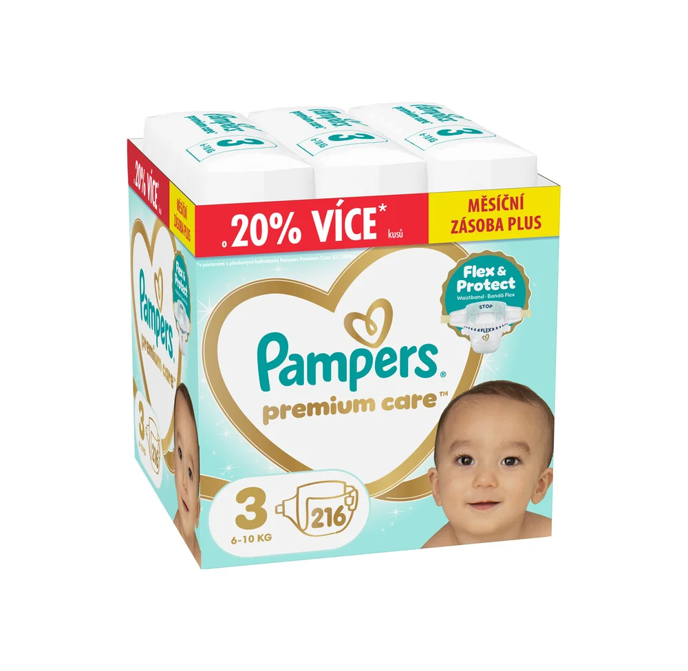 Pampers Premium Care vel. 3 6–10 kg dětské pleny 216 ks