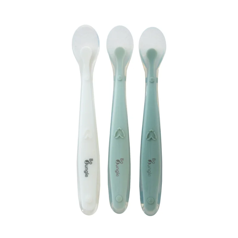 Bo Jungle měkké jídelní lžičky SOFT White/Sage Green/Jade