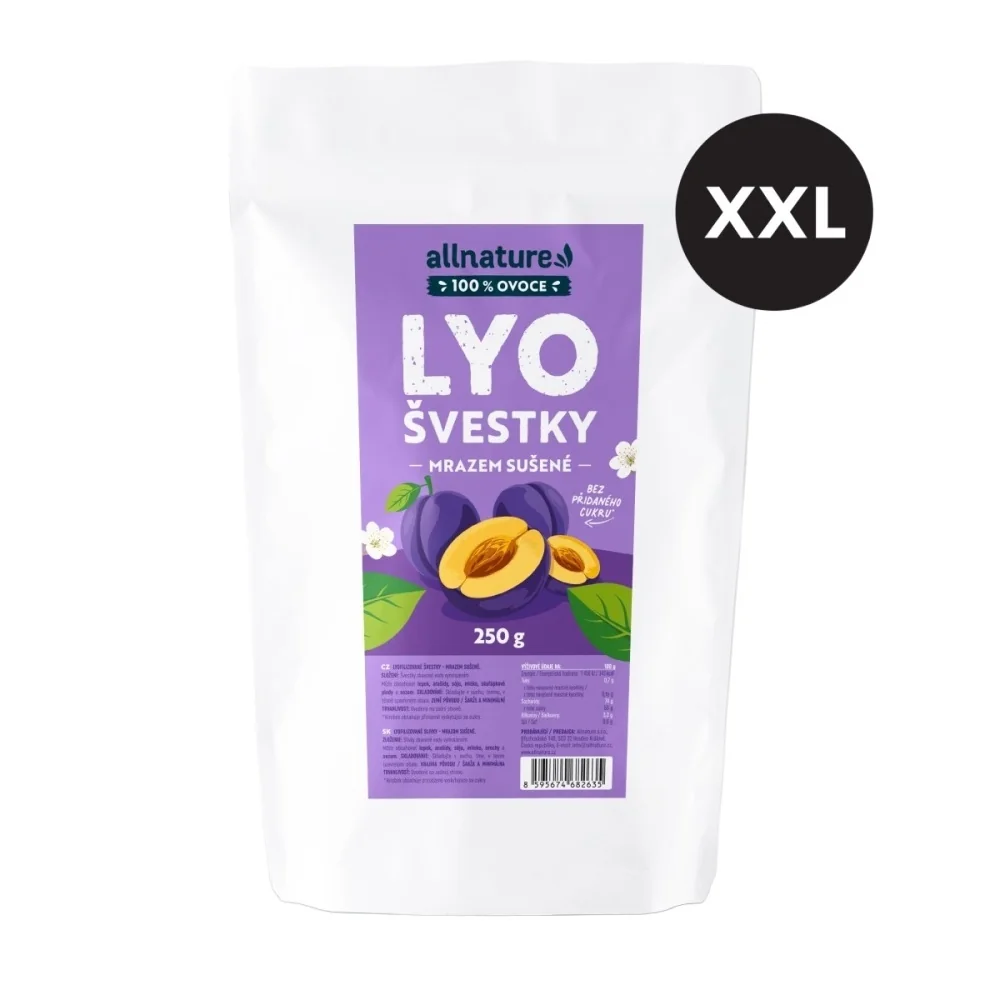 Allnature Švestky sušené mrazem XXL 250 g