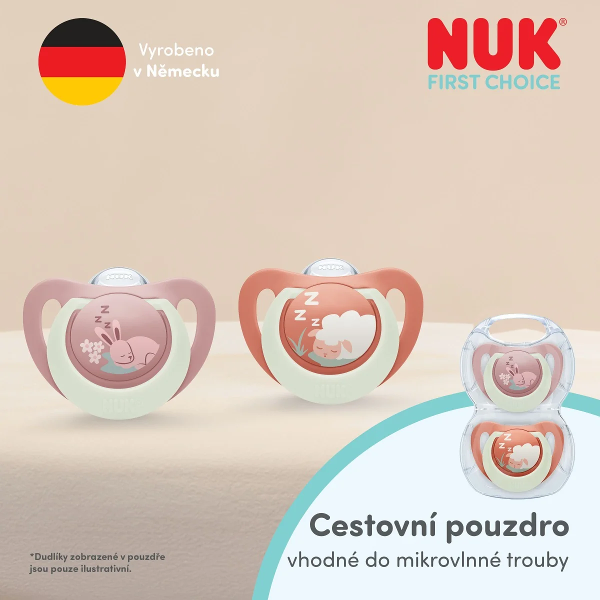NUK First Choice Night Dudlík 0–6m box 2 ks bunny/sheep