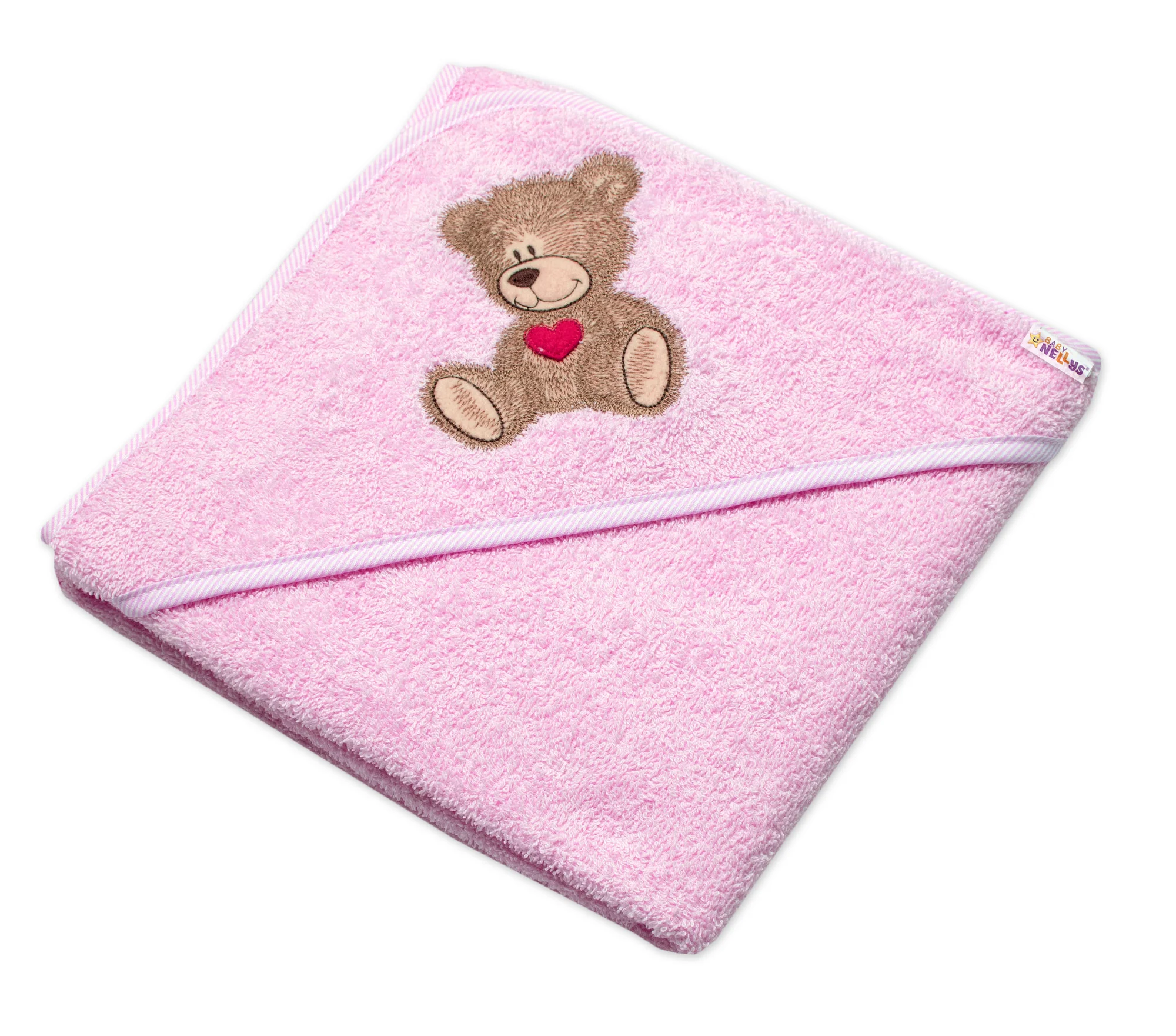 Baby Nellys Froté osuška s kapucí 80x80cm Sweet dreams by TEDDY - růžová