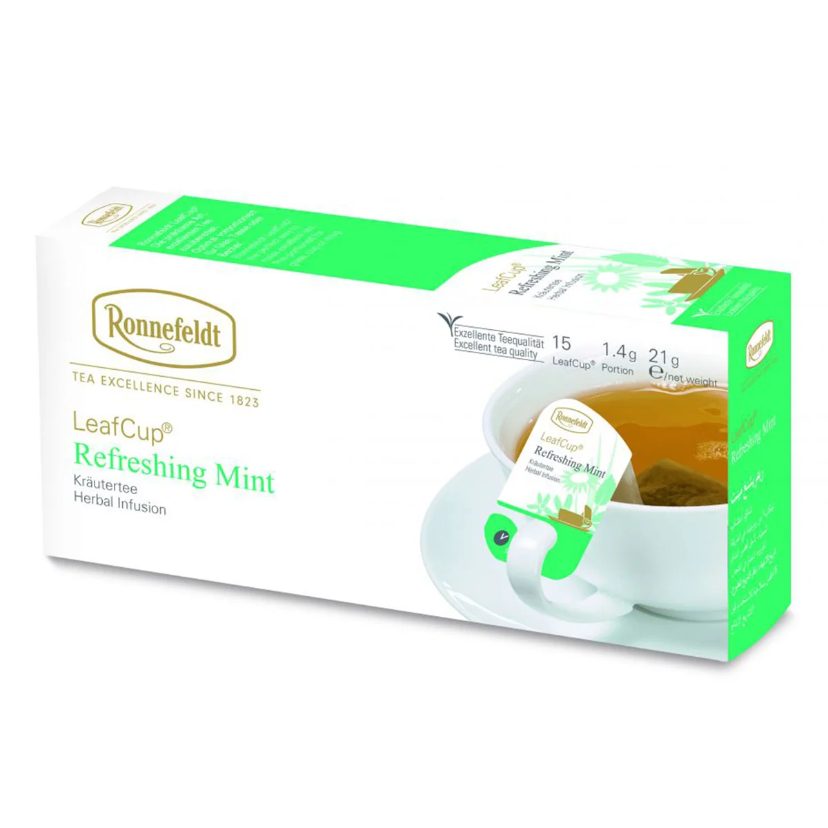 Ronnefeldt LeafCup Refreshing Mint porcovaný mátový čaj 15 ks