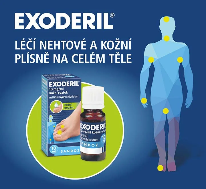 Exoderil roztok léči nehtové a kožní plísně na celém těle Exoderil roztok léči nehtové a kožní plísně na celém těle