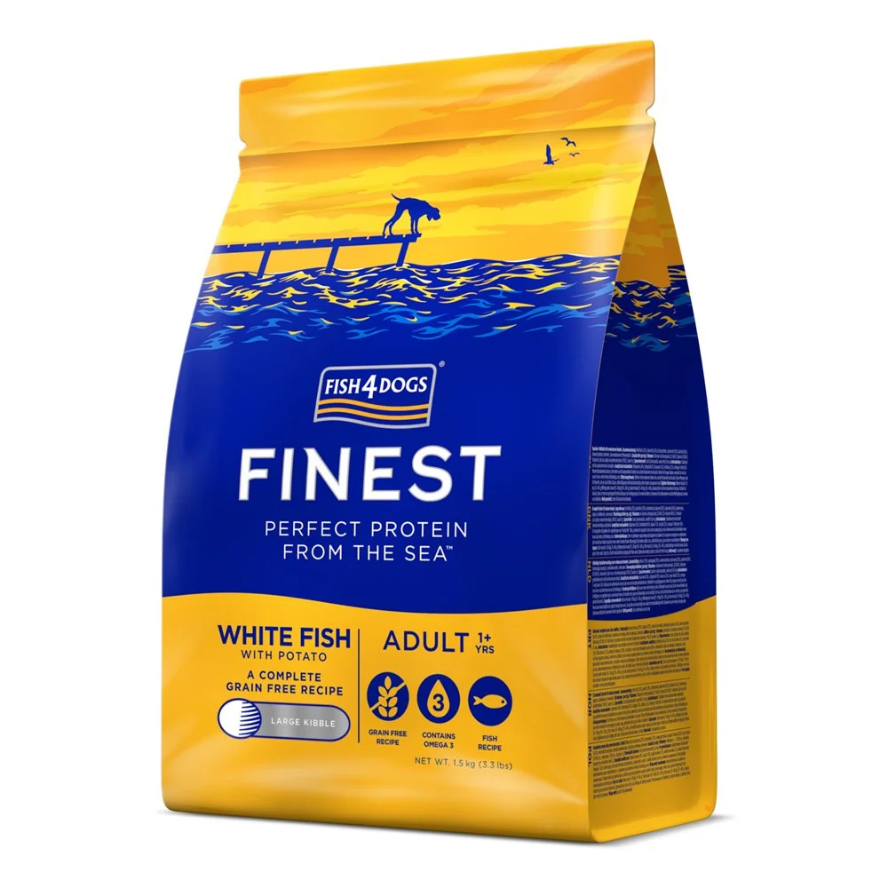Fish4Dogs Granule velké pro dospělé psy Finest bílá ryba s bramborami 1,5 kg, 1+