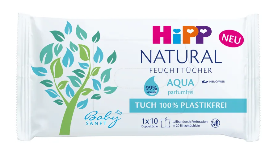 Hipp Babysanft Čisticí vlhčené ubrousky Aqua Natural 10 ks