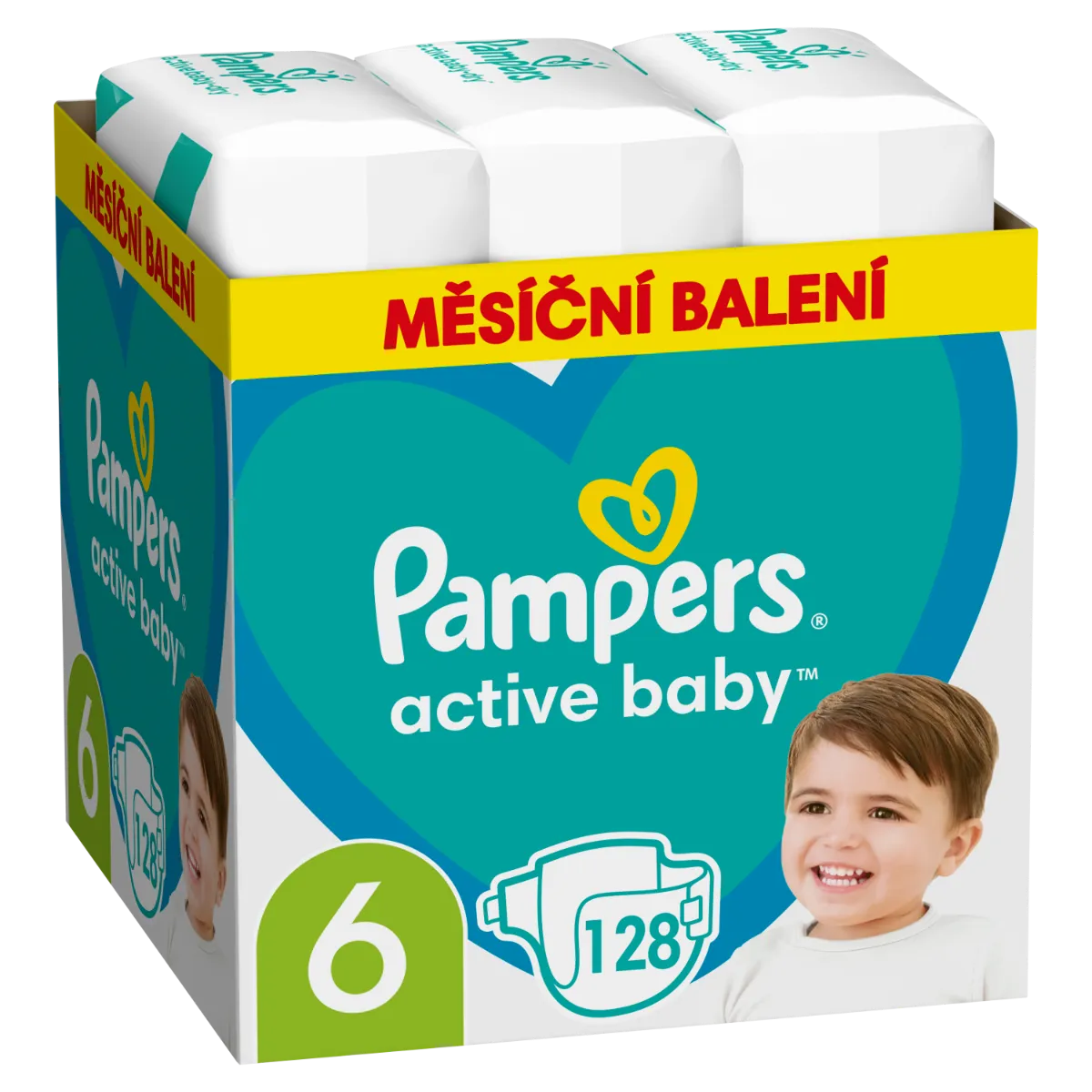 Pampers Active Baby vel. 6 Monthly Pack 13-18 kg dětské pleny 128 ks