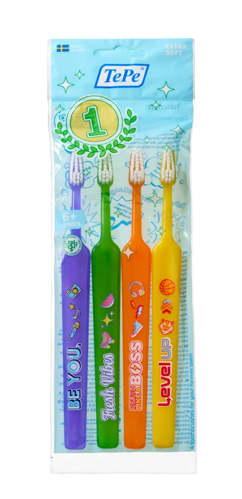 Tepe Select Compact Kids X-soft dětské zubní kartáčky 4 ks mix barev