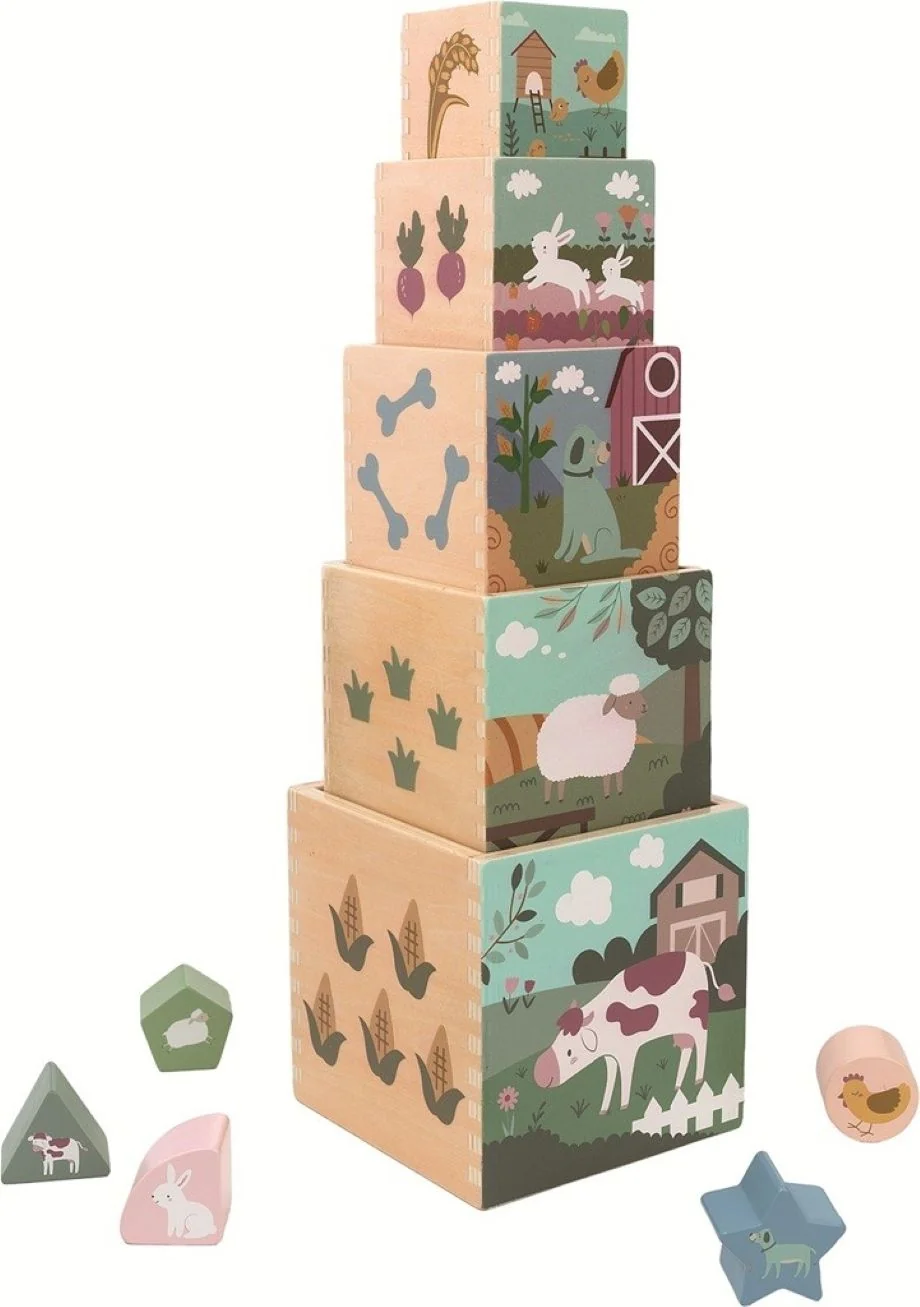 2Kids Toys Skládací věž z kostek Farma