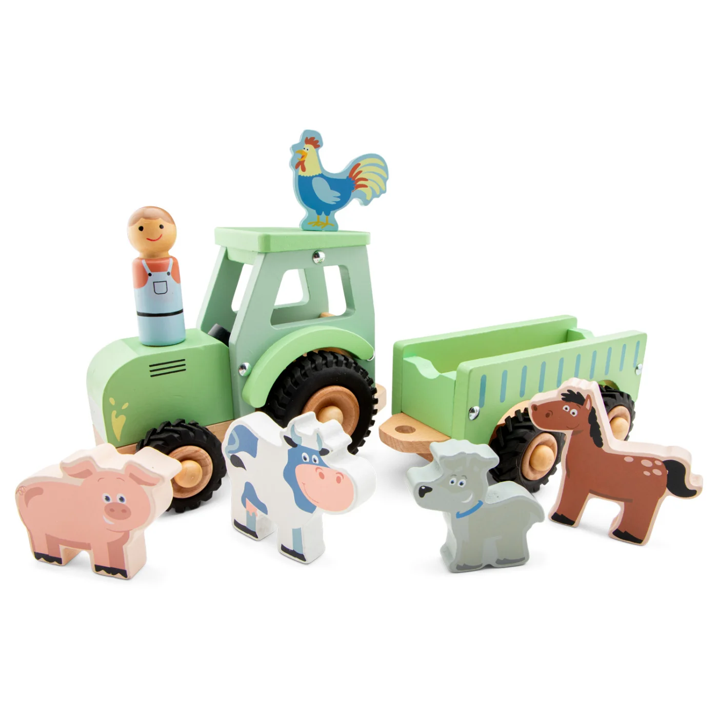 New Classic Toys Traktor s valníkem a zvířátky