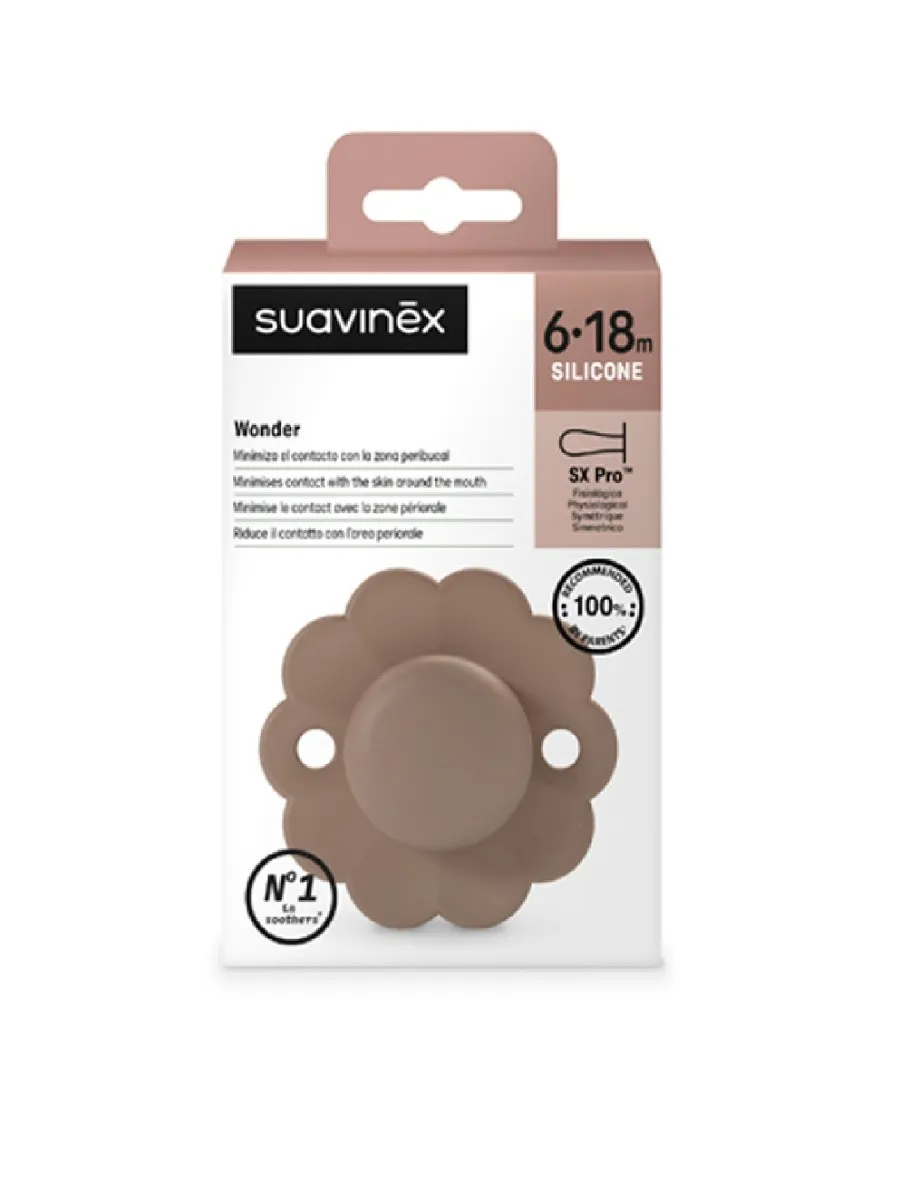 Suavinex Wonder Fyziologický dudlík 6-18m 1 ks raw umber