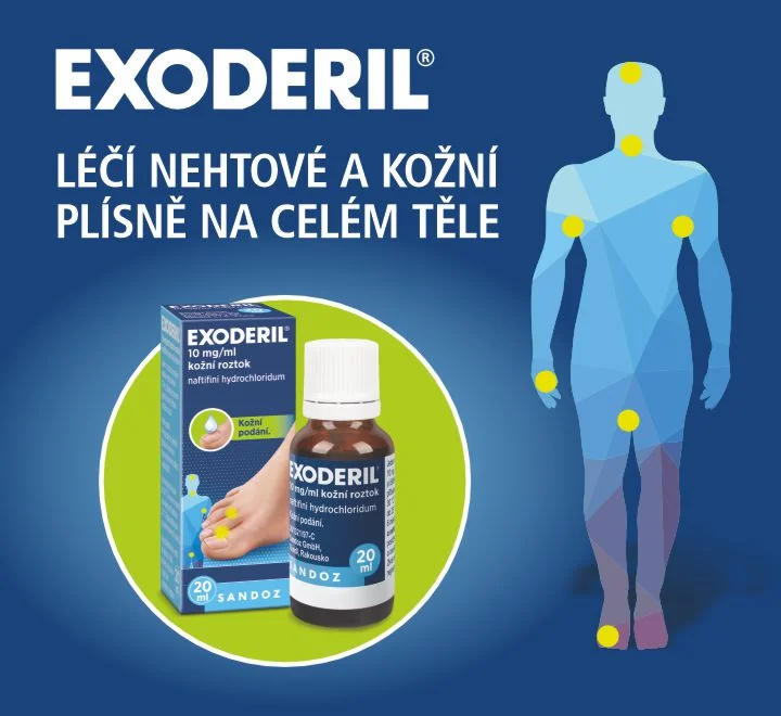 Exoderil roztok léči nehtové a kožní plísně na celém těle
