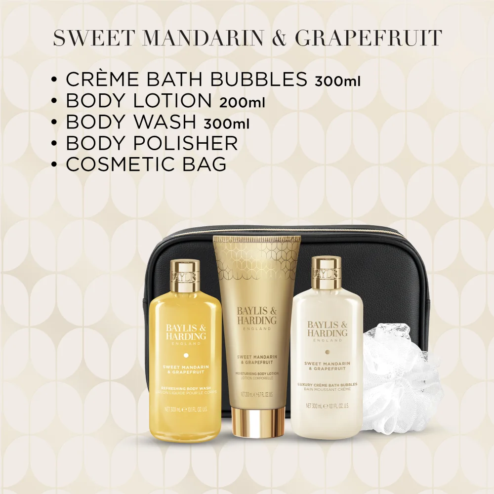 Baylis & Harding Sada péče o tělo v toaletní taštičce Mandarinka & Grapefruit 5 ks