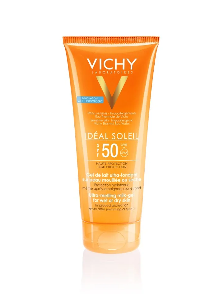 Vichy Idéal Soleil Ultratající mléčný gel pro vlhkou nebo suchou pleť SPF50 200 ml