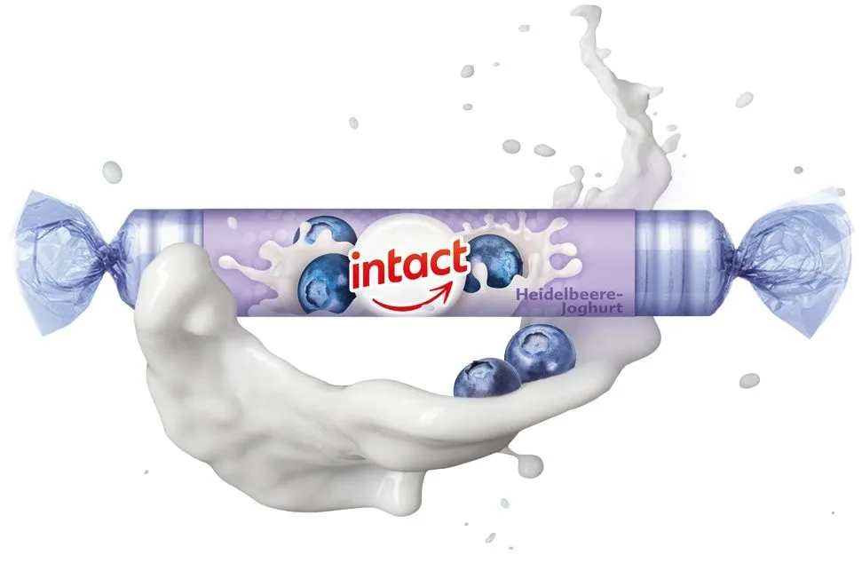 Intact Hroznový cukr s vitaminem C borůvka-jogurt rolička 40 g