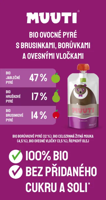 SALVEST Muuti BIO Ovocné pyré s brusinkami, borůvkami a ovesnými vločkami