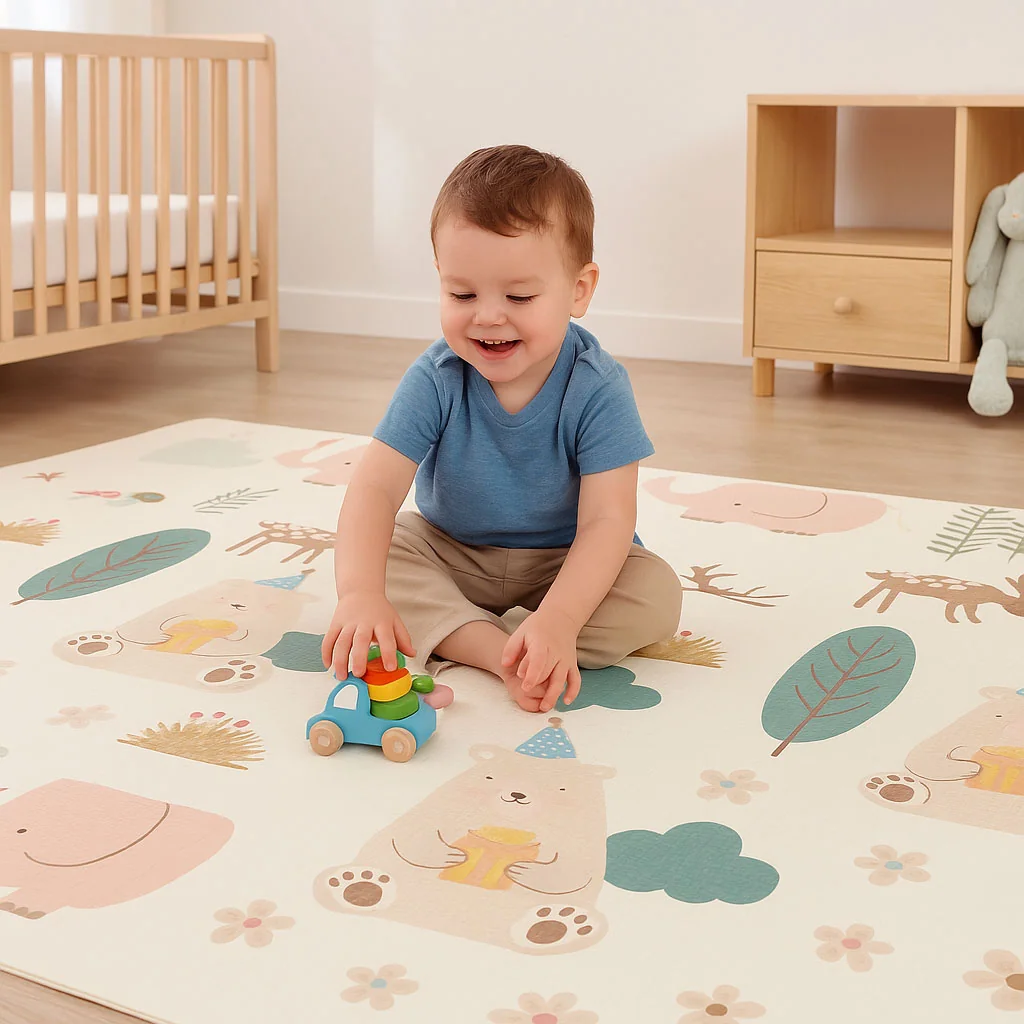 Toyz Oboustranná dětská pěnová podložka Happy Teddy, 200 x150cm