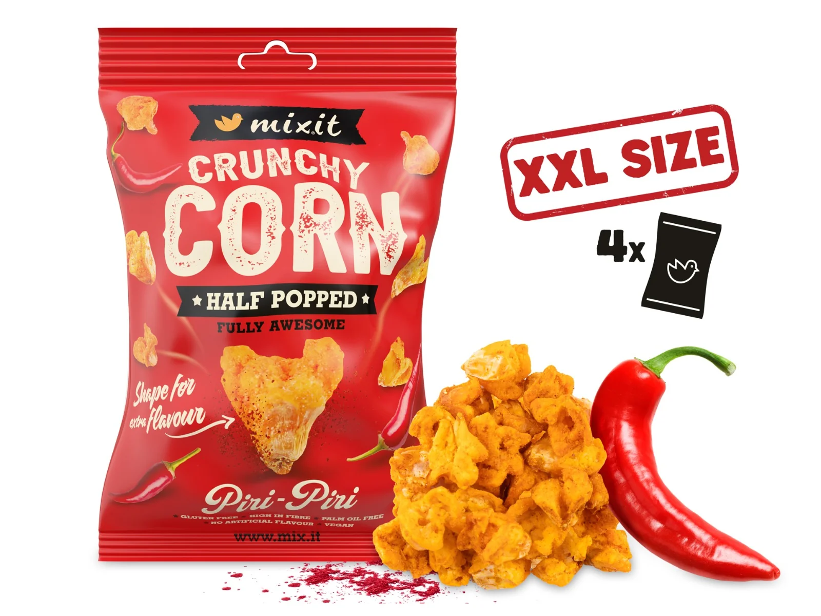 Mixit Crunchy Corn Piri Piri & Kajenský pepř 175 g