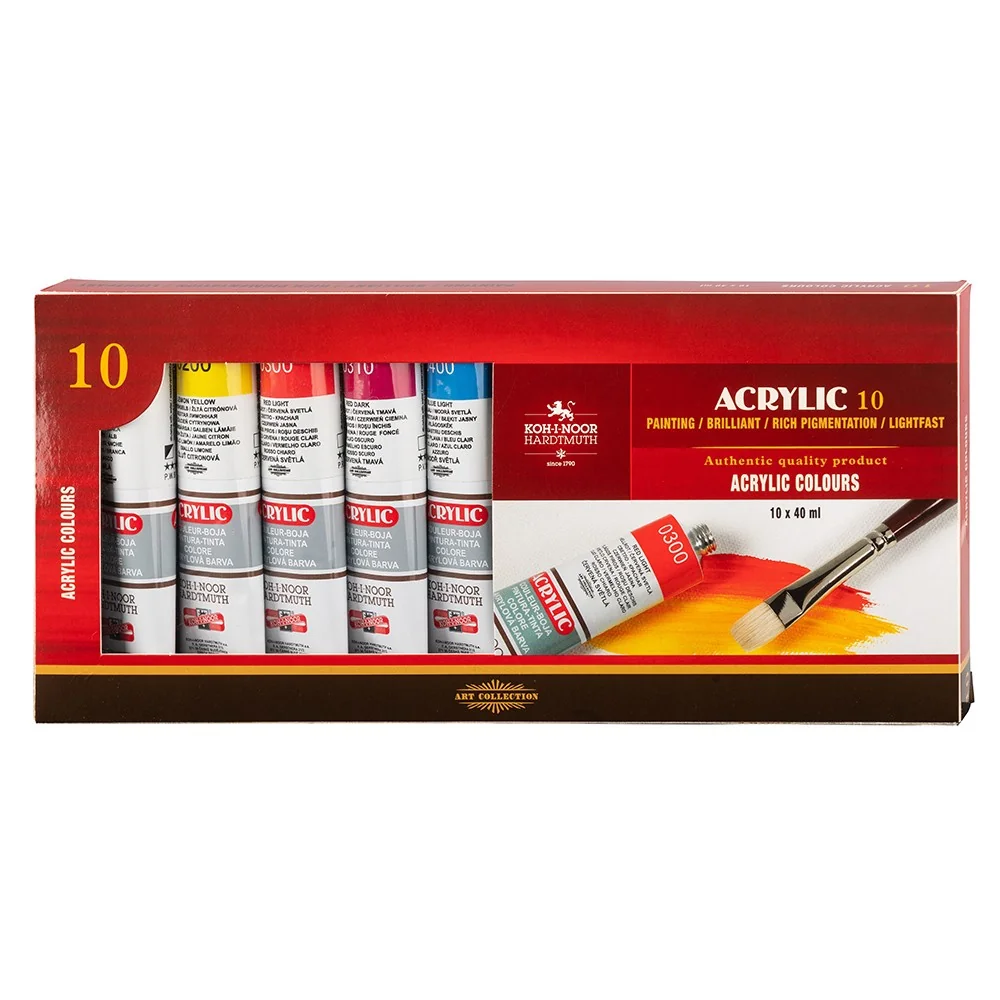 KOH-I-NOOR 162704/10 - souprava akrylových barev 10 × 40 ml