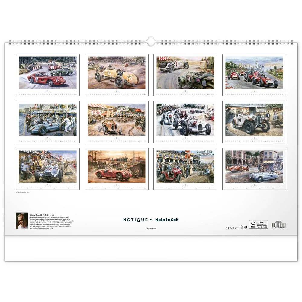 NOTIQUE Nástěnný kalendář Oldtimers - Václav Zapadlík 2027 64 × 42 cm