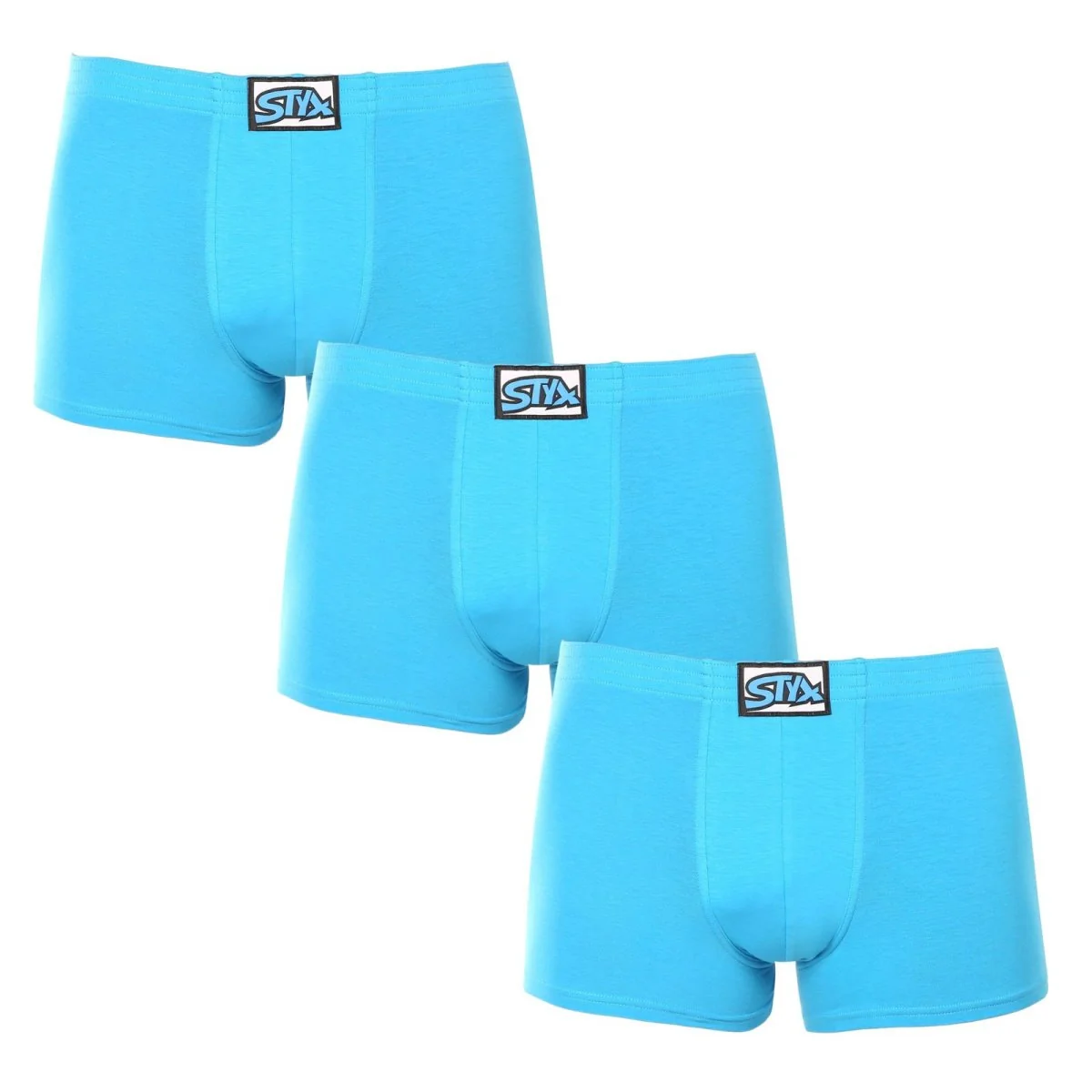 Styx 3PACK pánské boxerky klasická guma světle modré (3Q1169) XXL