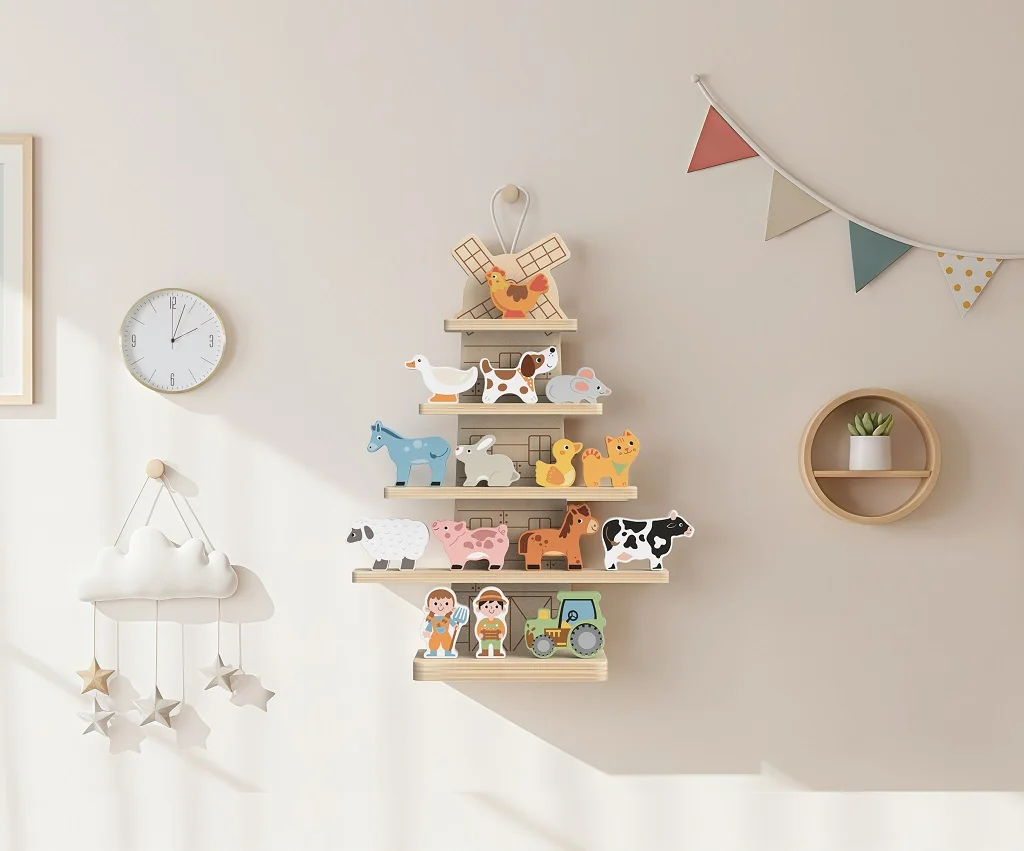 2Kids Toys Závěsný mlýn se zvířátky Farma – certifikované dřevo, 36,5×25 cm, 18m+
