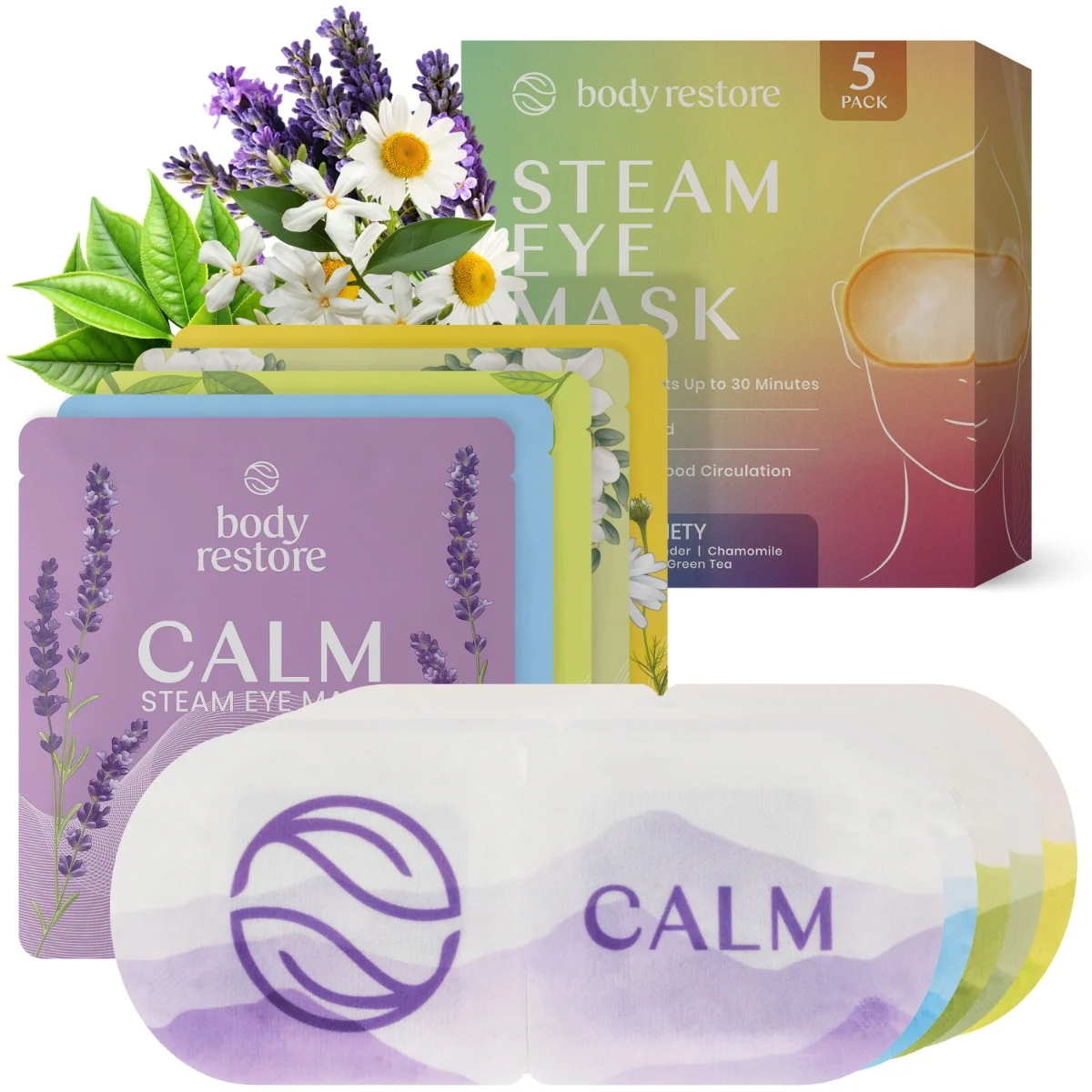 Body Restore Samozahřívací relaxační maska na oční okolí mix 5 ks