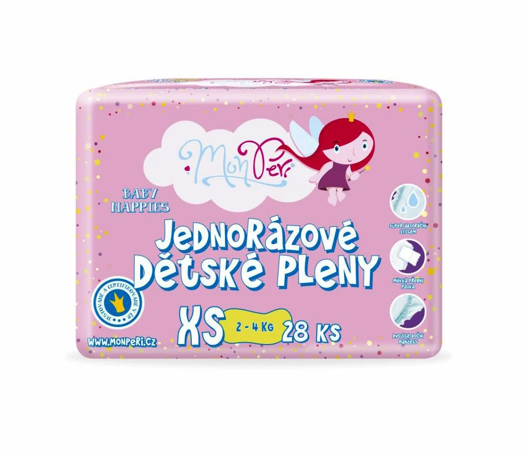 MonPeri Klasik XS 2-4 kg dětské plenky 28 ks