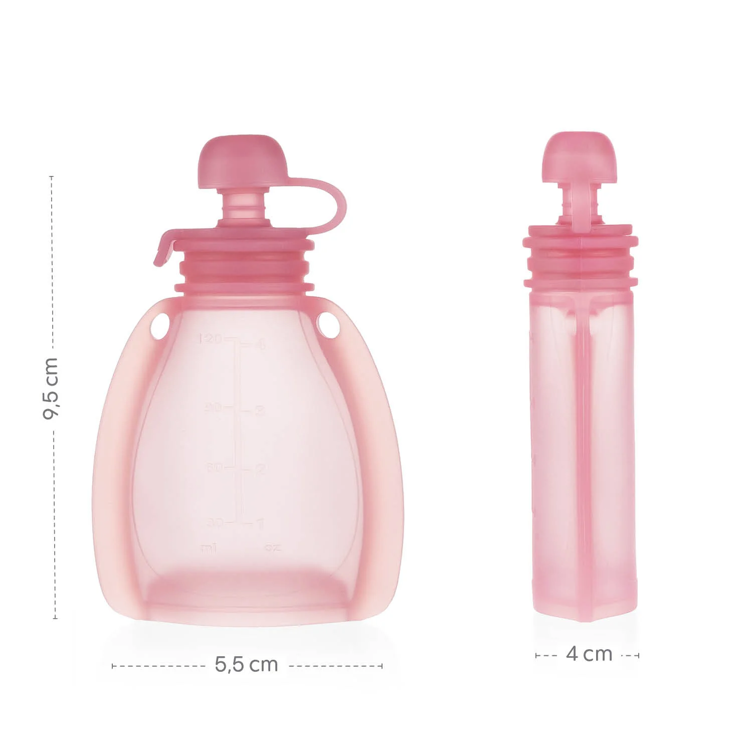 Zopa Silikonová plnitelná kapsička na dětskou stravu, Transparent Pink 2