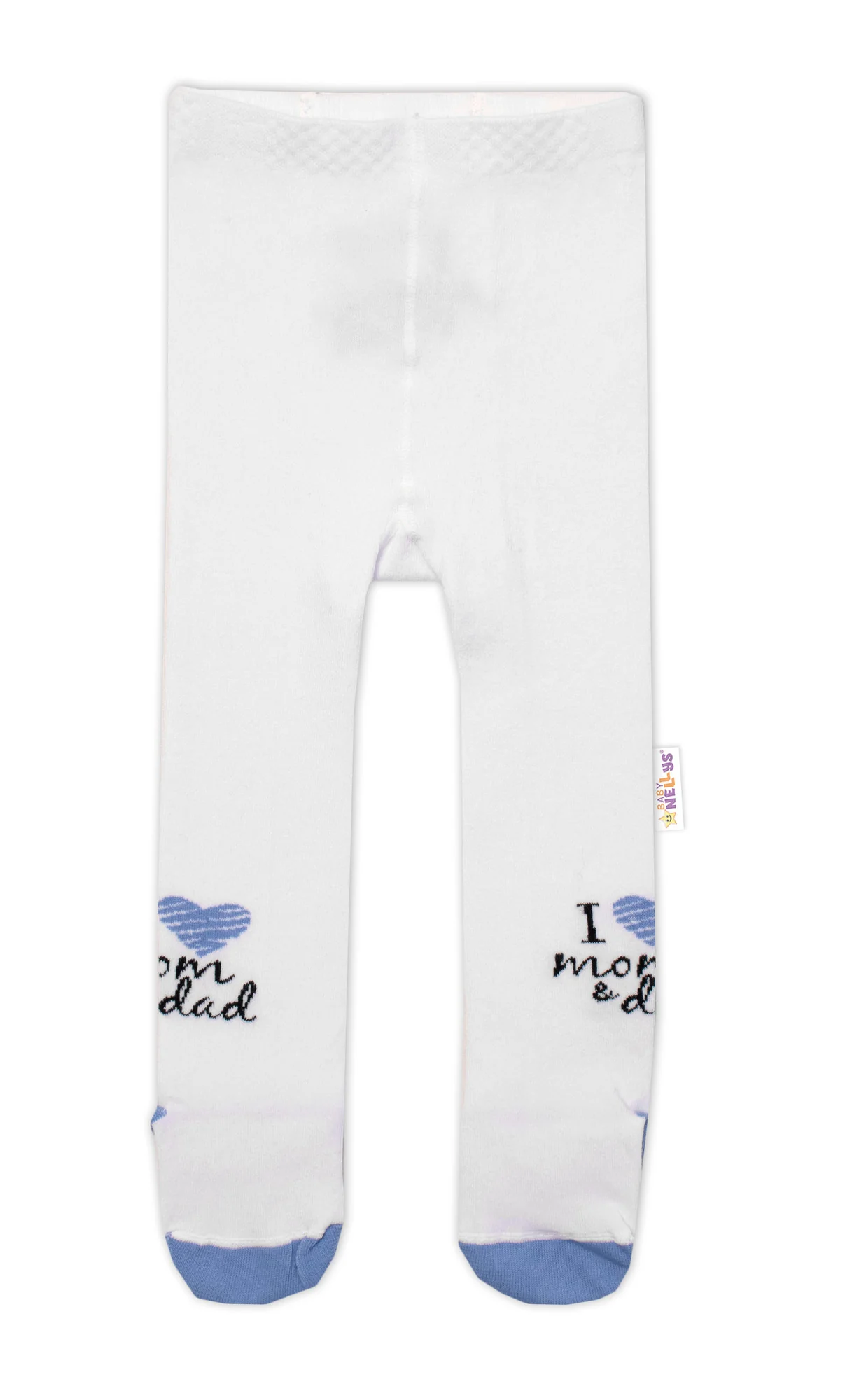 Baby Nellys Bavlněné punčocháče I love mom & dad - modré vel. 80/86