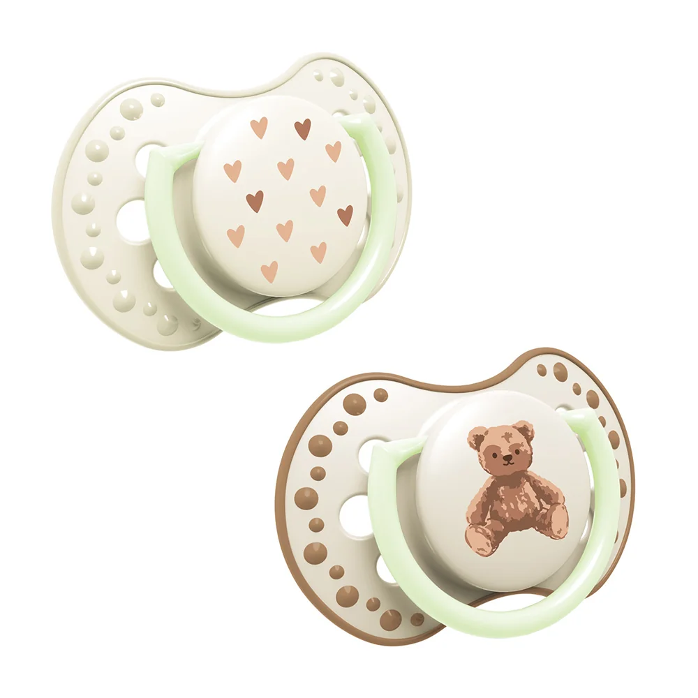 LOVI Teddy Love Dudlík svítící silikonový dynamický 0–⁠⁠⁠⁠⁠⁠6m 2 ks