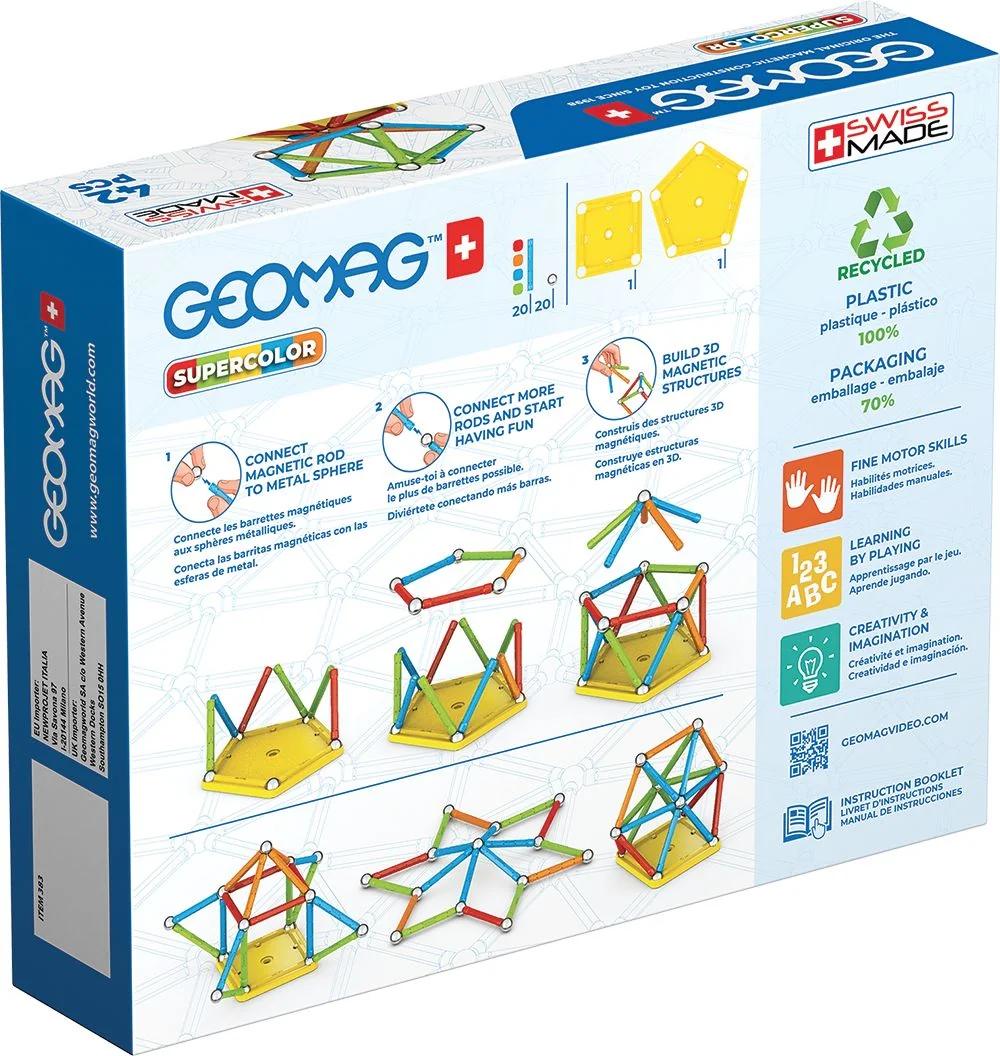 Geomag Supercolor magnetická stavebnice 42 dílků