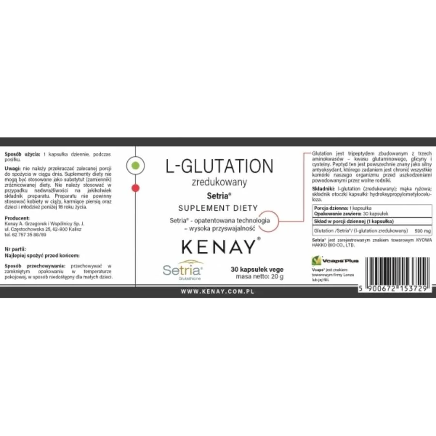 Kenay L-glutathion Setria 30 kapslí