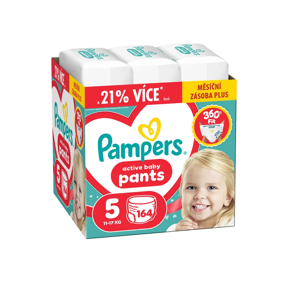 Pampers Active Baby vel. 5 11–17 kg plenkové kalhotky 164 ks