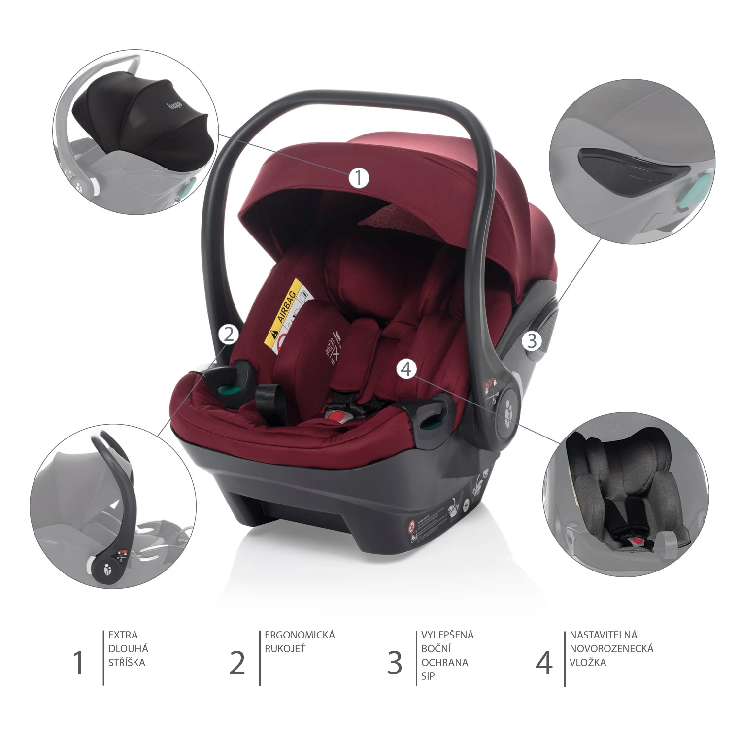 Zopa Autosedačka XS Plus i-Size, Bordó Red 4