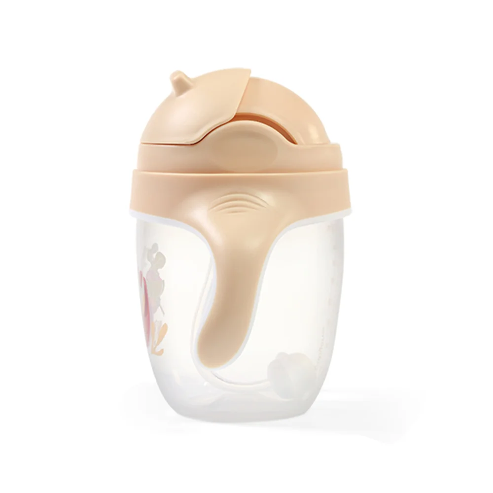 Babyono Hrnek učicí s brčkem Lenochod 6m+ 240 ml 1 ks béžový